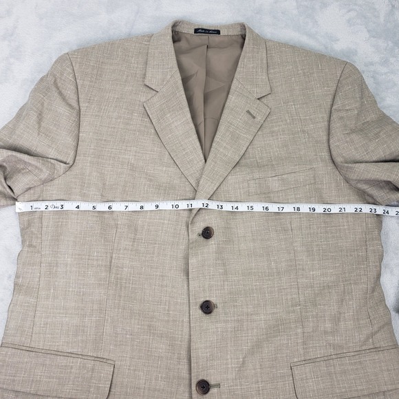 Linen Wool Alfani Men's Tan Sport Coat Blazer Suit Jacket R 46 Light Business - Picture 9 of 16